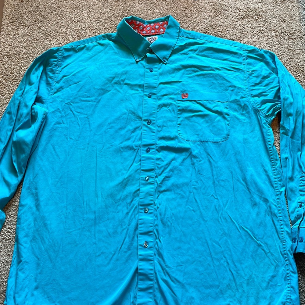 Teal blue xl men’s dress shirt cinch